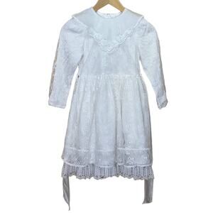 Gunne Sax White Vintage Lace Dainty Girls Dress 6X
